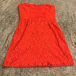 Free People Strapless Lace and Crochet Dress